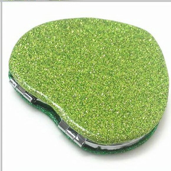 Coach Glitter Two Tone Green Heart Shaped Compact Mirror - Picture 3 of 3